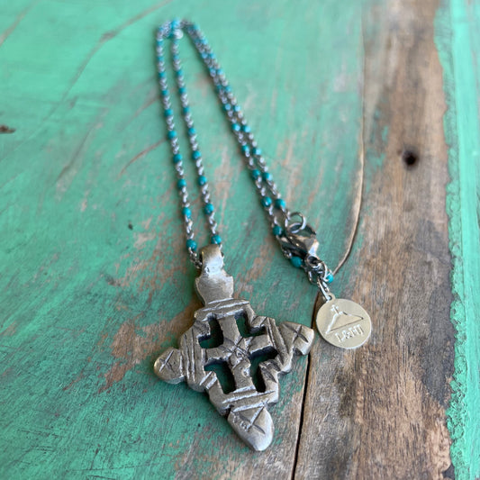 Ethiopian Cross Turquoise Necklace