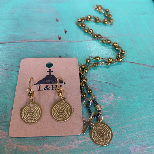 Our Father Prayer Necklace and Earrings