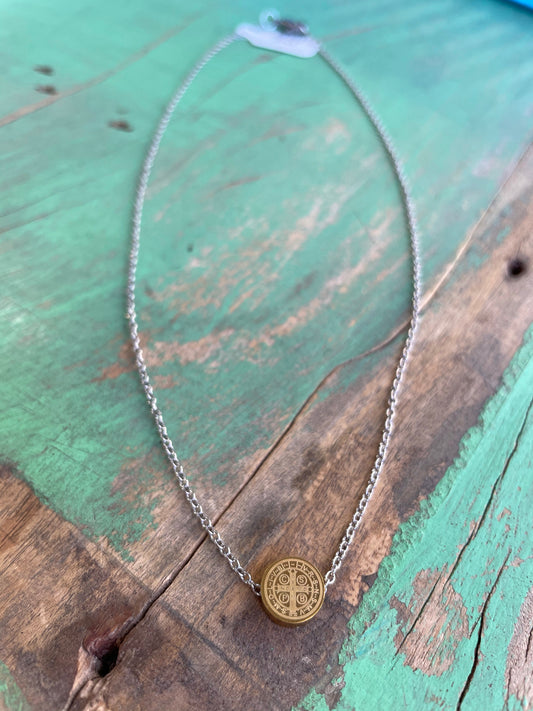 Two Toned St Benedict Slider Necklace