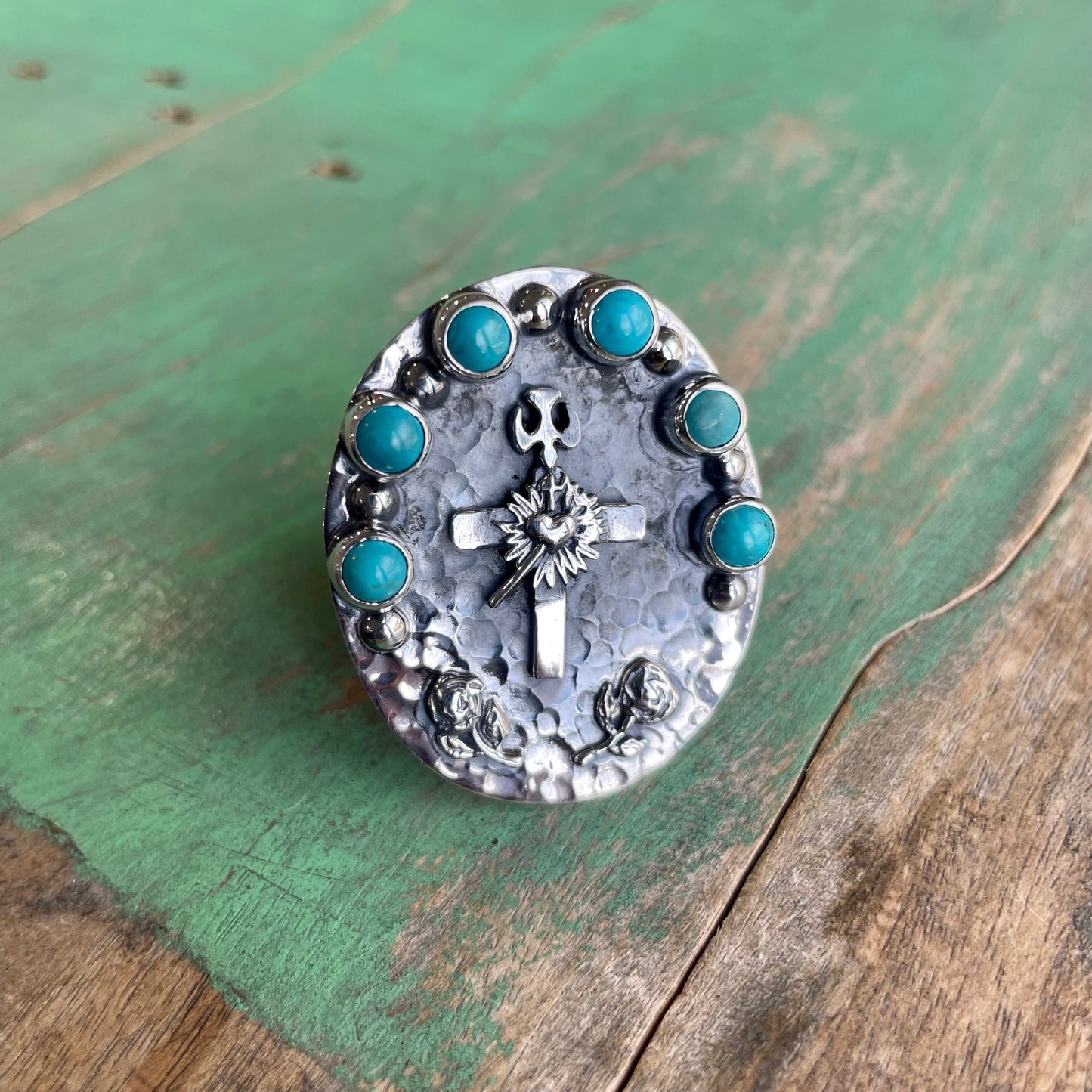 Sterling Silver Holy Spirit Cross Turquoise Rings and Pendants