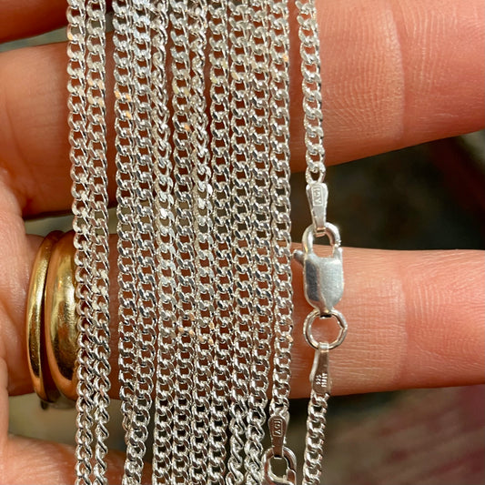 Two Sided Curb Sterling Silver Chain