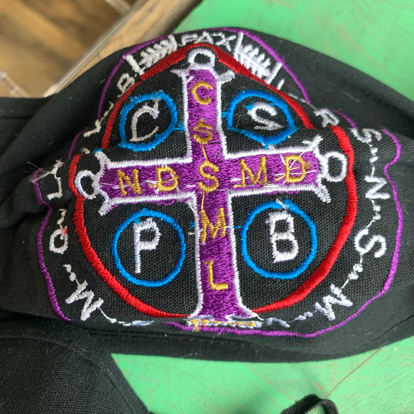 Embroidered St Benedict Mask