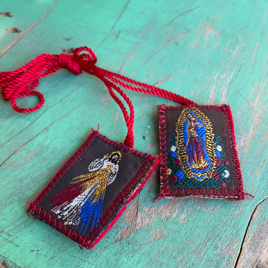 Red Divine Mercy/OLG Cloth Scapular