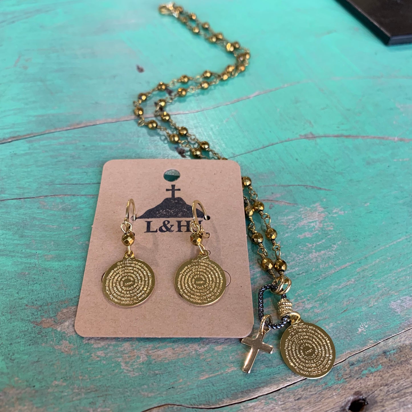 Our Father Prayer Necklace and Earrings