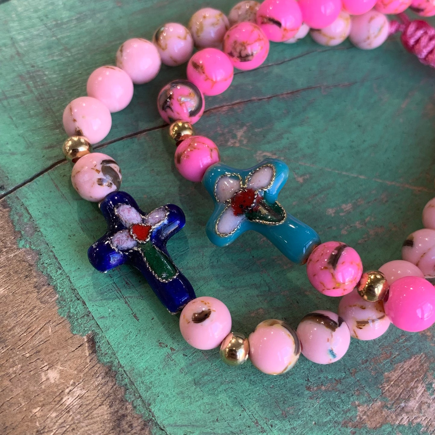 Bubblegum Cross Bracelet