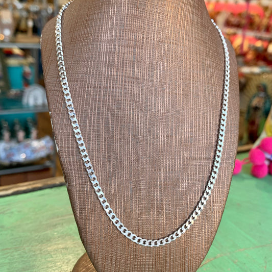 Two Sided Curb Sterling Silver Chain