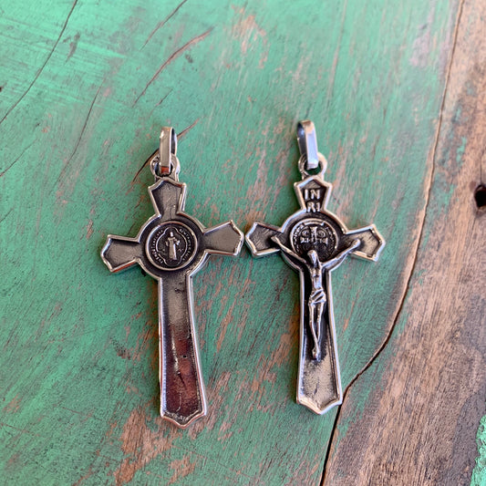 Sterling Silver 2” St Benedict Crucifix