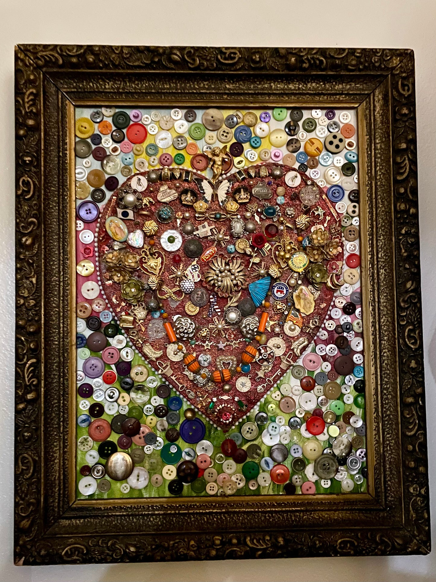 Fancy Button Heart Frame