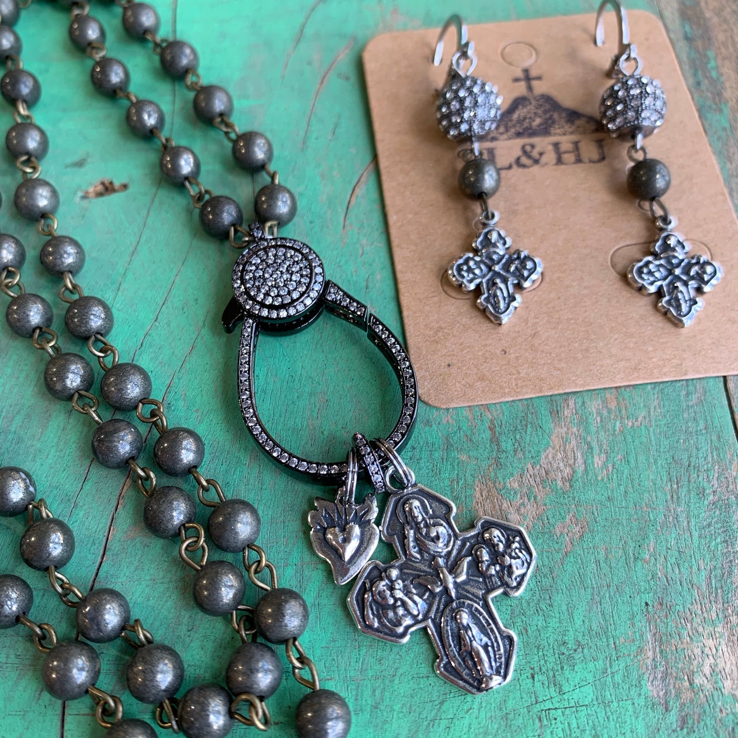 Pyrite Clasp Necklace and Earrings