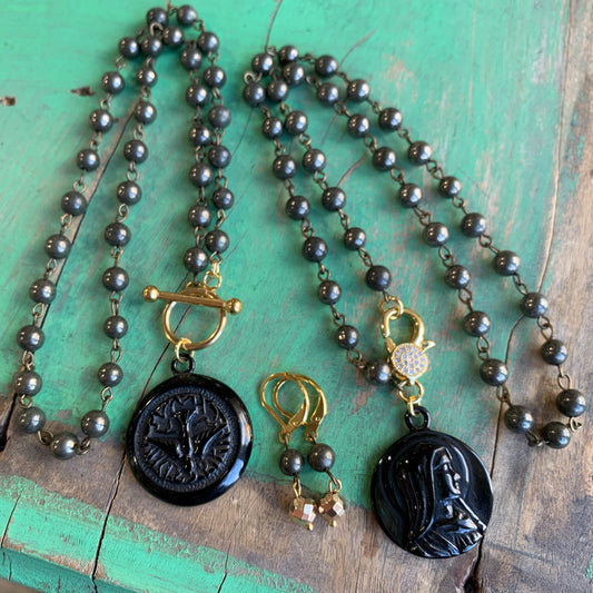 Pyrite Faith Necklace and Earrings