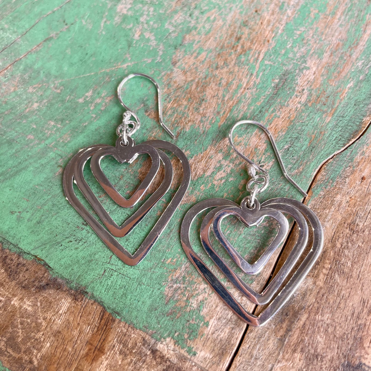 Triple Heart Dangle Earrings