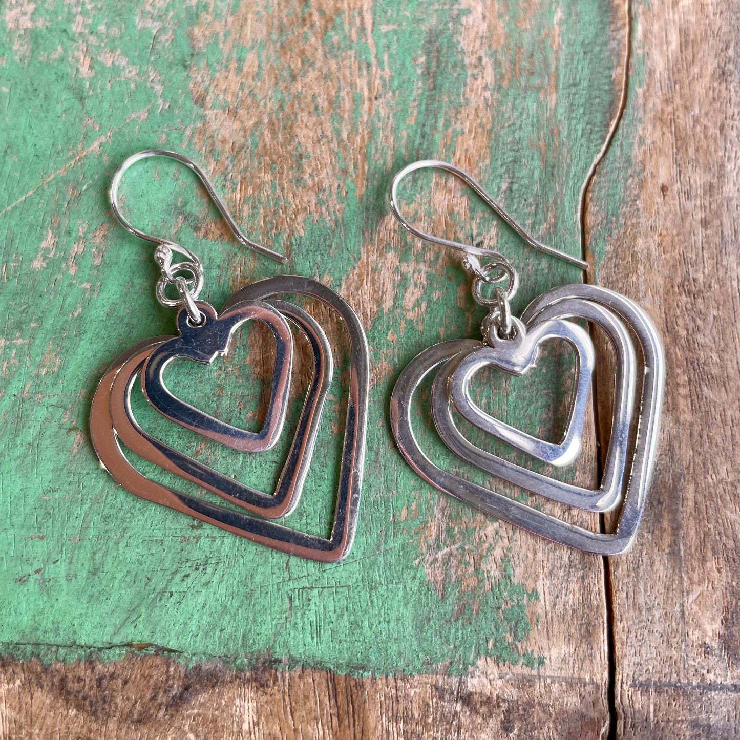 Triple Heart Dangle Earrings