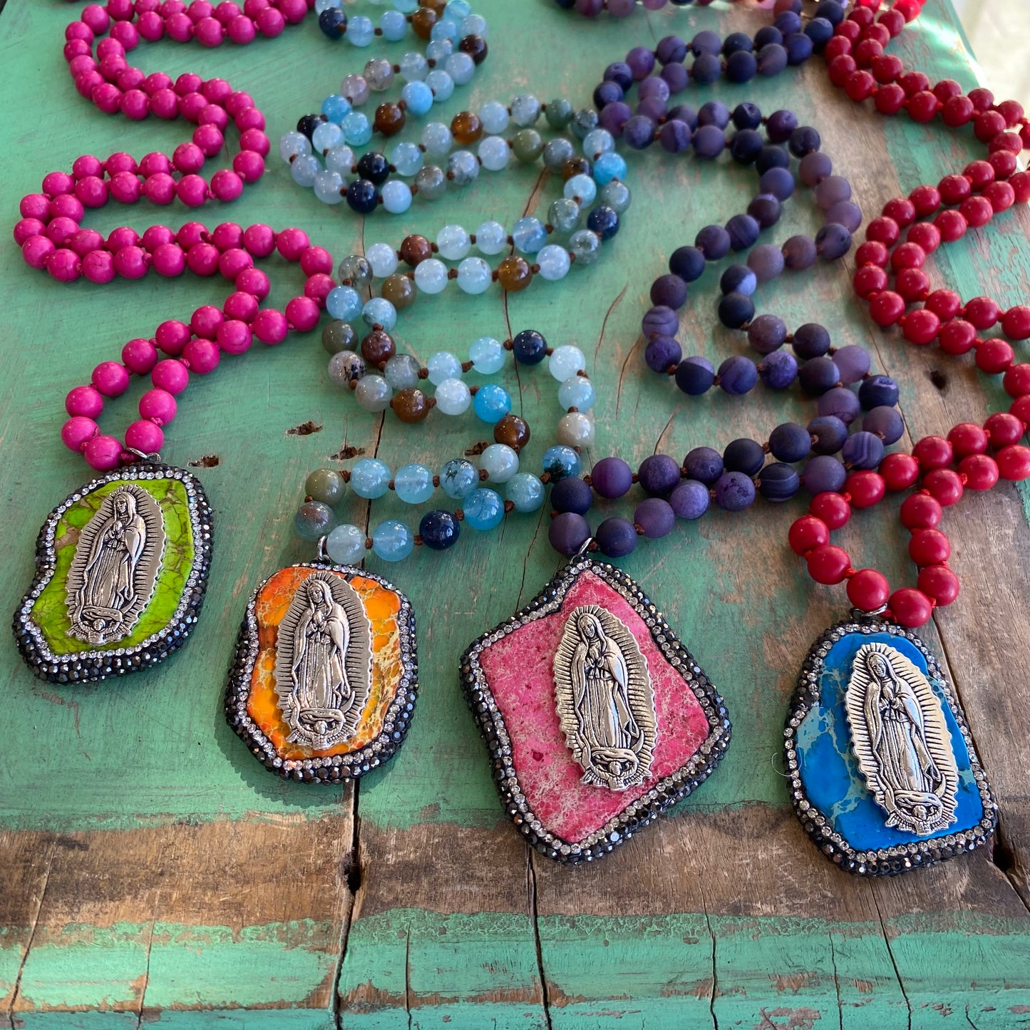 Knotted Pave Virgencita Necklace Collection