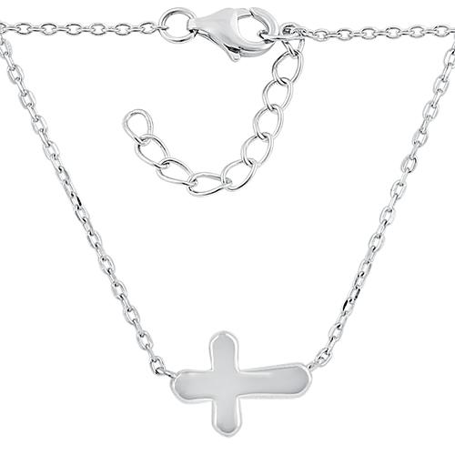 Sterling Silver Small Sideways Cross Necklace