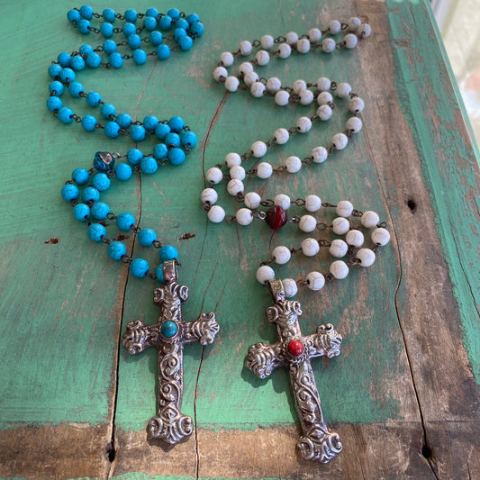 Natural Howlite Cross Necklace